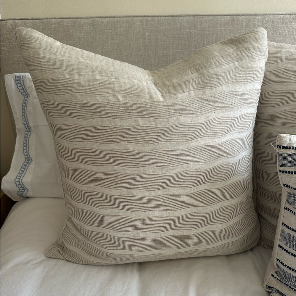 26x26 Beige Linen Throw Pillow (x2 euro sham covers)